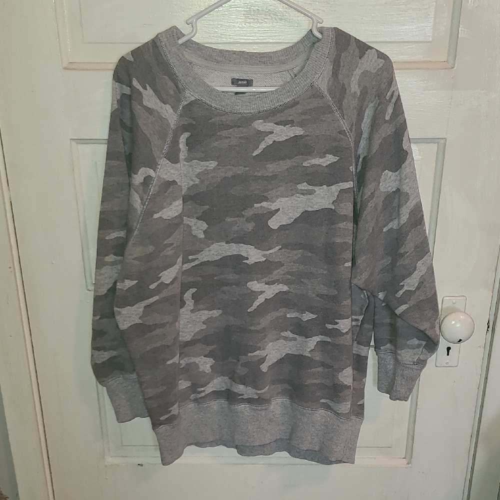 Aerie Gray Camouflage Crewneck Sweatshirt